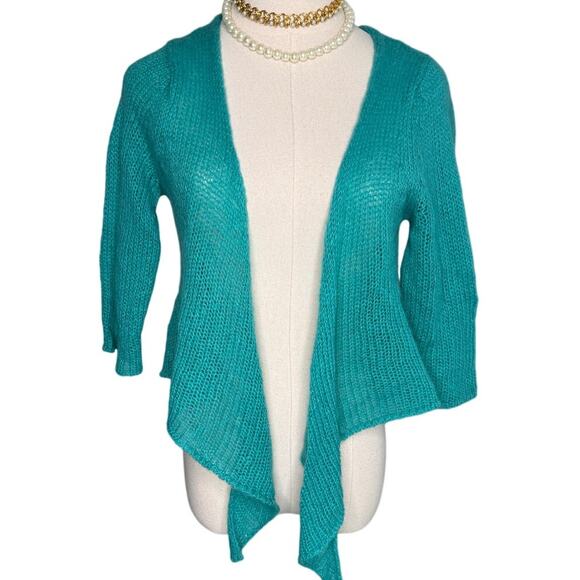 Wooden Ships wool mohair blend tie front 3/4 sleeve ballet sweater size M/L - Picture 4 of 6